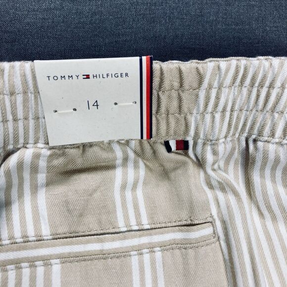 Tommy Hilfiger Pants Womens 14 Beige White Relaxed Cropped Elastic Waistband NWT - Picture 9 of 16